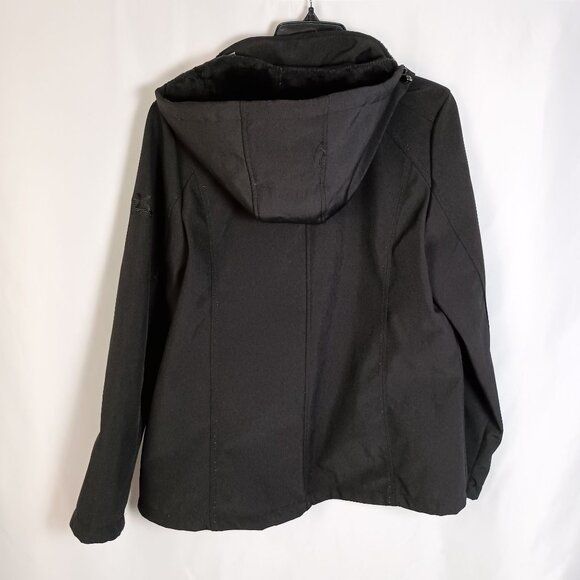 ZeroXposur Black Softshell Jacket Women’s Size L Fleece Lined Hooded Great - Picture 2 of 6